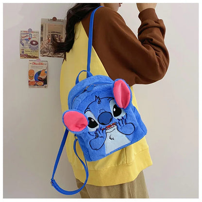 Disney New Stitch Plush Backpack Cartoon Fashion 3D Mini Women's Backpack Large Capacity Cute Children's Schoolbag High Quality