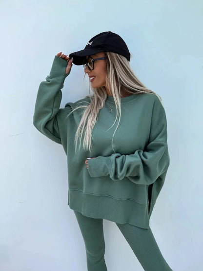 Womens 2 Piece Sweatsuits Set Long Sleeve O Neck Pullover Sweatshirt Joggers Sweatpants Autumn Winter Outfits Tracksuit