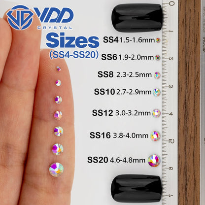 VDD 1440Pcs SS4-SS20 Glass Crystal AB Rose Non Hotfix Rhinestones Gold Flatback Glitter Strass Stones DIY Nail Art Accessories