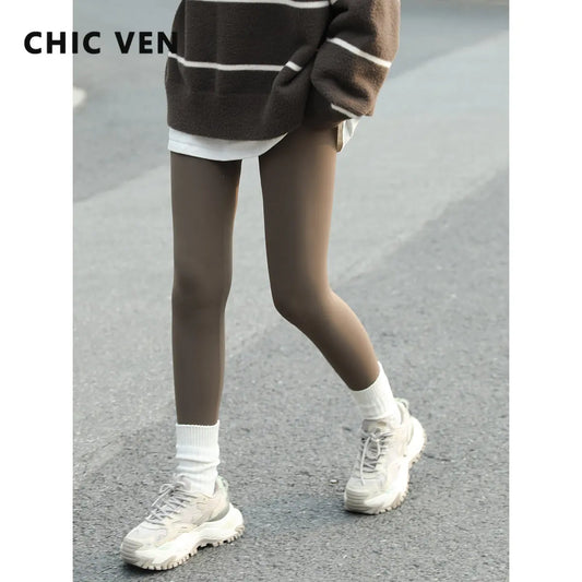 CHIC VEN Women's Leggings Solid Elastic Slim Black Pants Fitness Sport Gym Women Female Trousers Spring Autumn 2023