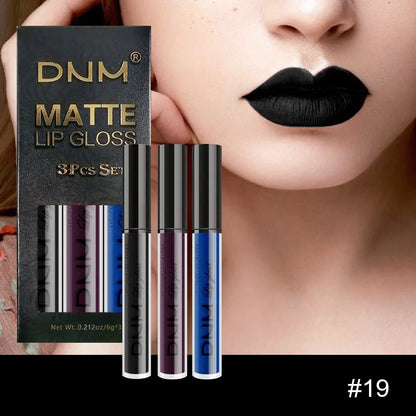 New 3pcs/set Liquid Lipstick Waterproof Long Lasting Cosmetic Black Blue Purple Green Matte Lip Gloss Nude Lip Tint Stain Makeup