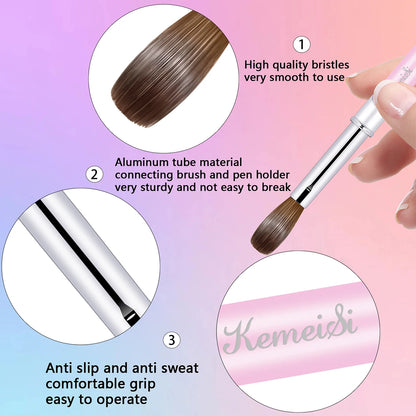 100% Kolinsky Acrylic Nail Brush Good Quality Nail Art Mink Brush Wood Handle Gel Builder Manicure Brush Drawing Tools Size 8-16