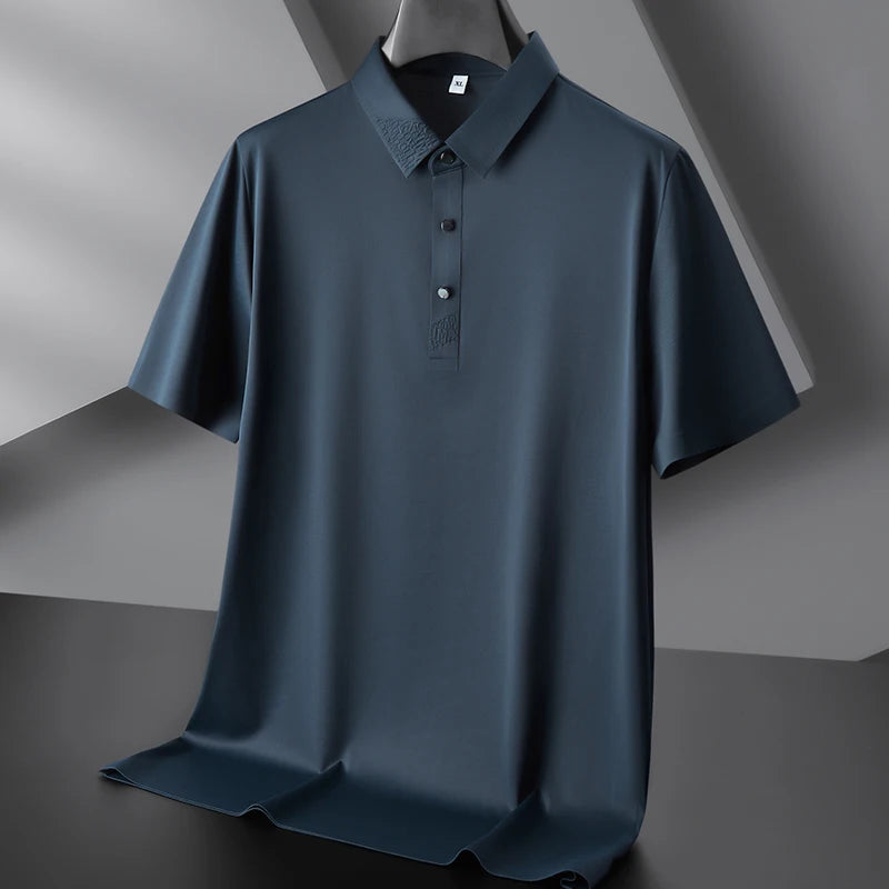 Size 8XL 7XL 6XL 2023 New Brand Loose Polo Shirt Men Summer Short Sleeve Business Tops High End Ice Silk Breathable Mens Shirts