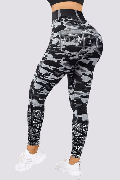 Women's Stretch Pants 2023 Spring Fashion Sexy Camouflage Faux Denim Leggings Casual Skinny Daily Long Breathable Cropped Pants