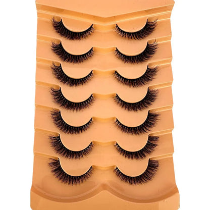 New 7 Pairs Lashes 3D Mink Fluffy Eyelashes Short Lasting Thick Wispy Natural Lashes Dramatic Volume Lashes Extension Thick Long