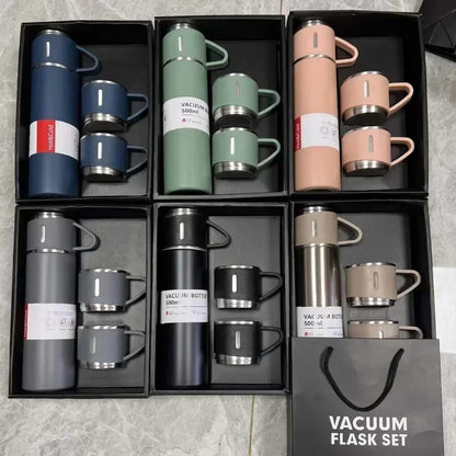 500ML Stainless Steel Vacuum Flask with Business Style Shimmering Design, Coffee Mug Thermos Bottle with Portable Carafe