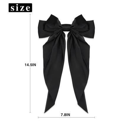 2Pcs/Set Elegant Bow Ribbon Hair Clip Women Fashion Solid Bowknot Satin Hairpin Barrettes Girls Ponytail Clip Hair Accessories