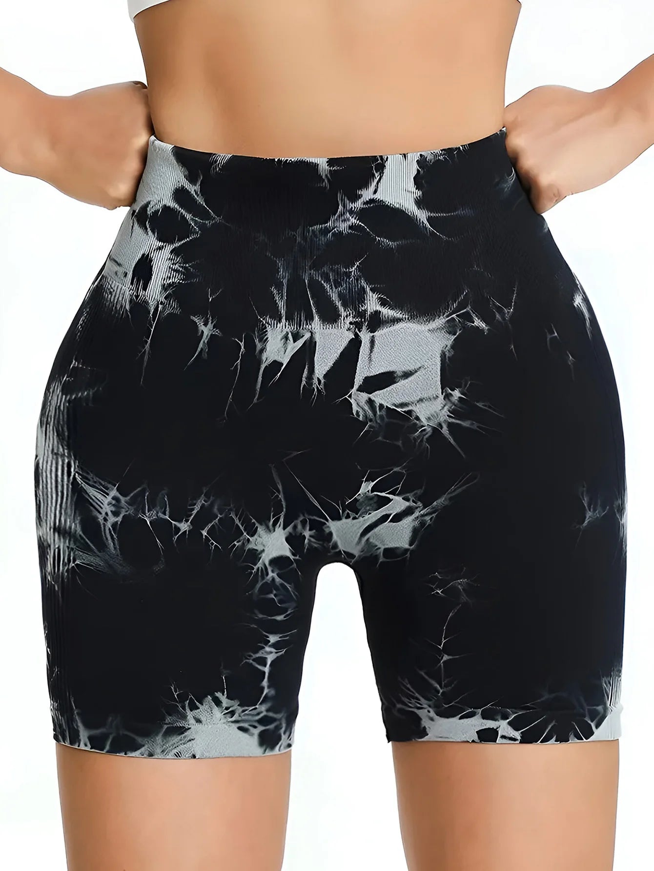 Women Outdoor Fitness Tie-dye Sports Shorts High Waist Yoga Pants