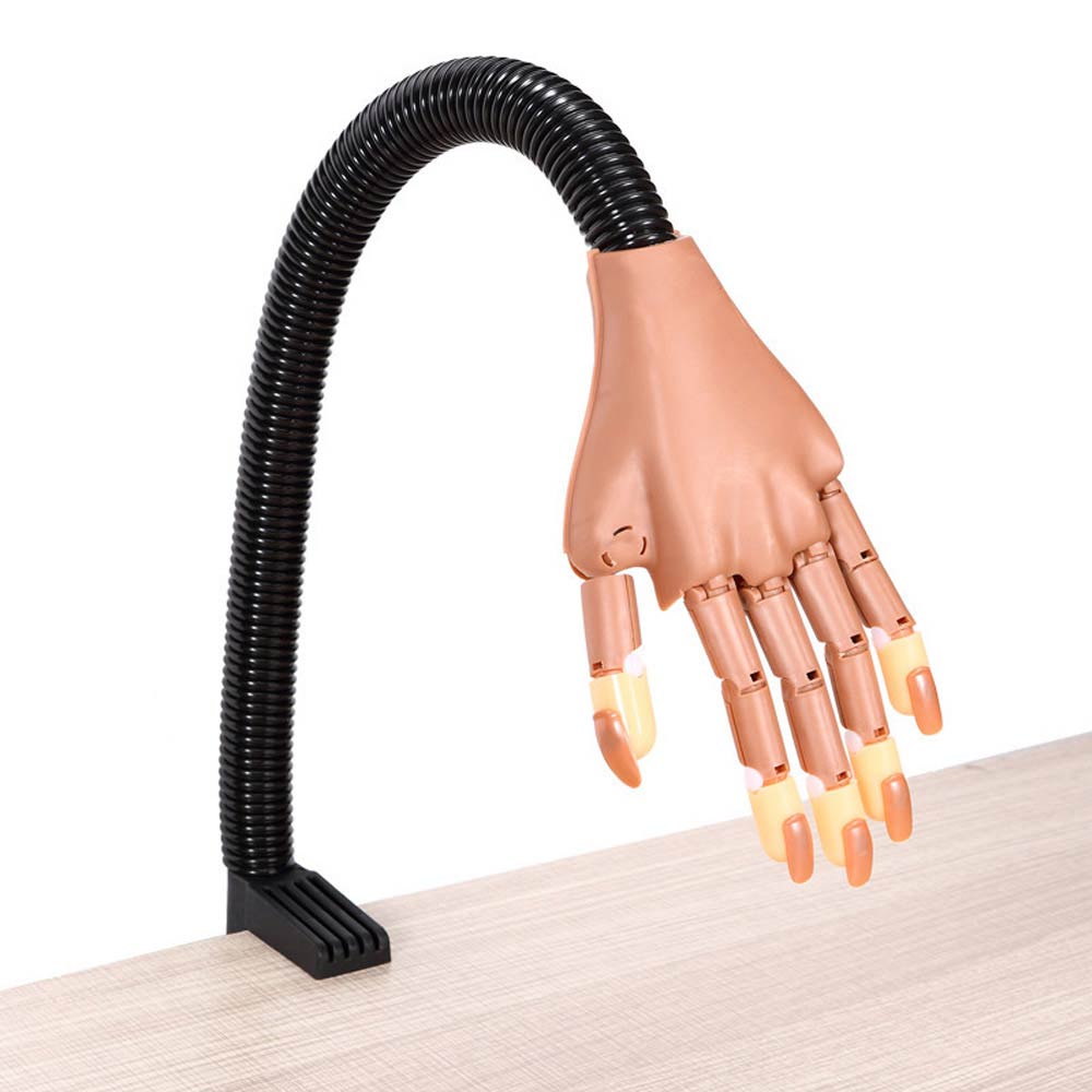 Practice Hand For Acrylic Nails Adjustable Flexible Nail Practice Hands Training Movable Nail Manicure Hand with 100 Nail Tips