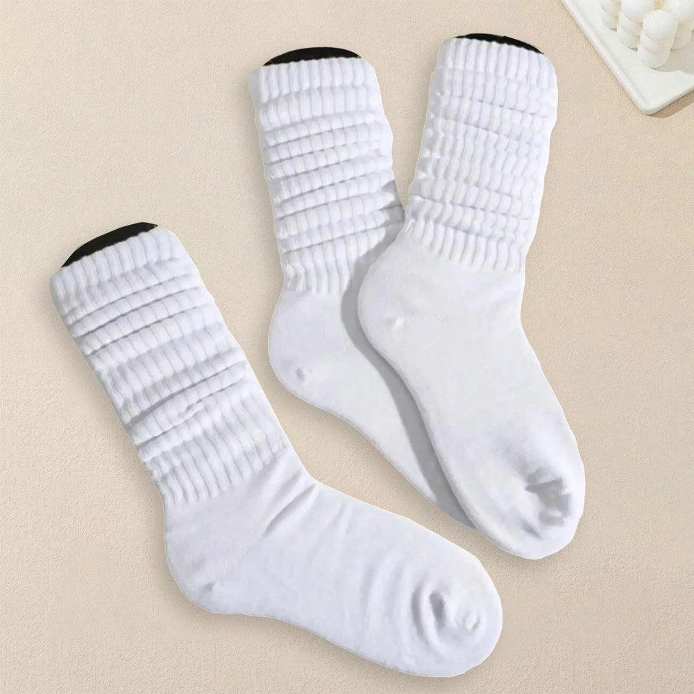 3 Pairs Women White Stacked Socks Simple Fashionable Versatile Socks Antibacterial Comfortable Lightweight Soft Mid Length Socks