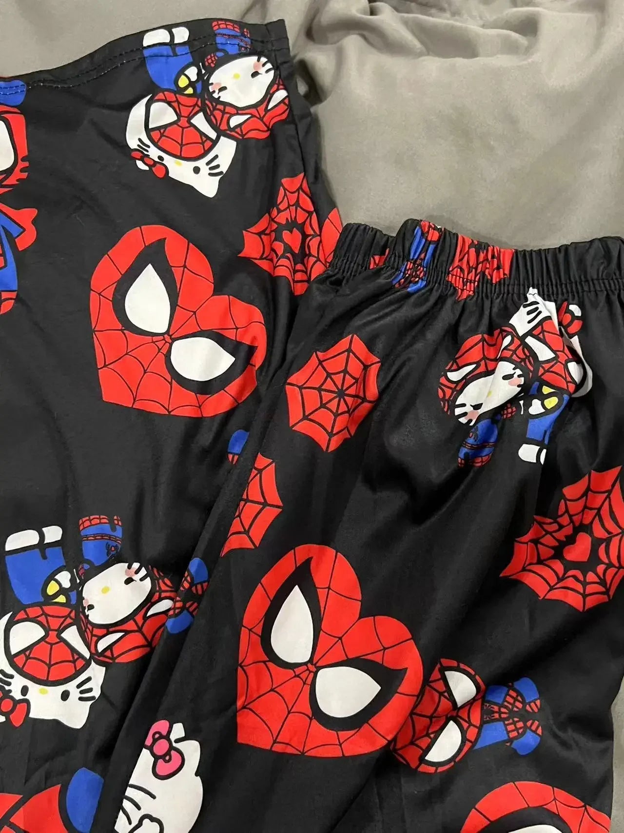 Miniso Spiderman Hello Kitty Cartoon Women's Pajama Long Pants Spring/Summer Edition Home Leisure Couple Pants Sleep Pants