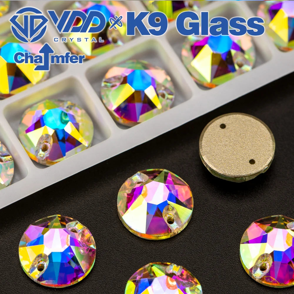 VDD Chamfer AAAAA Top Quality K9 Glass Sew On Rhinestones Sewing Crystal AB Flatback Stone For Clothes Accessories Wedding Dress