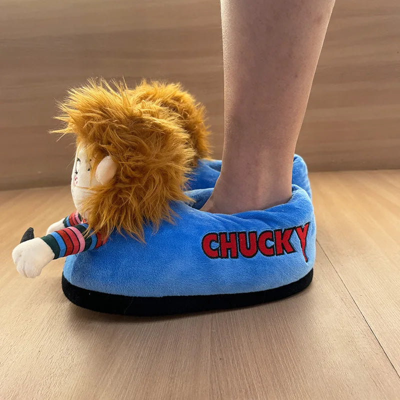 Michael Myers Plushie Doll Chucky Plush Halloween Demon King Animal Slippers Winter Warm Shoes Men Women's Indoor Kids Gifts