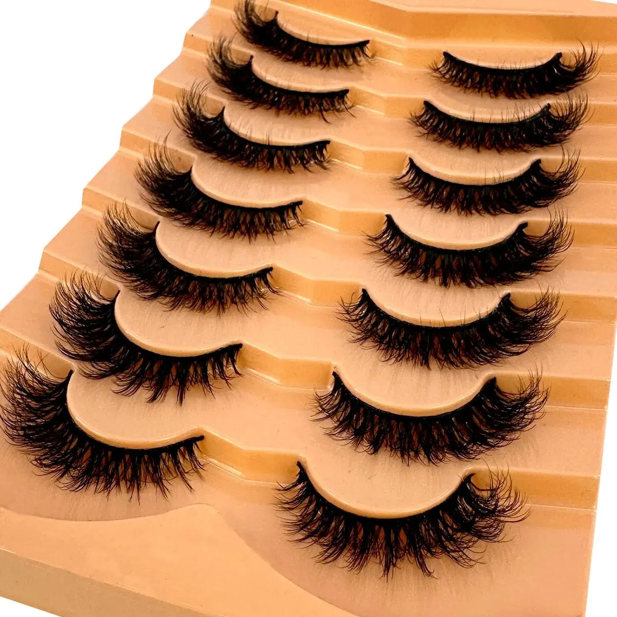 New 7 Pairs Lashes 3D Mink Fluffy Eyelashes Short Lasting Thick Wispy Natural Lashes Dramatic Volume Lashes Extension Thick Long