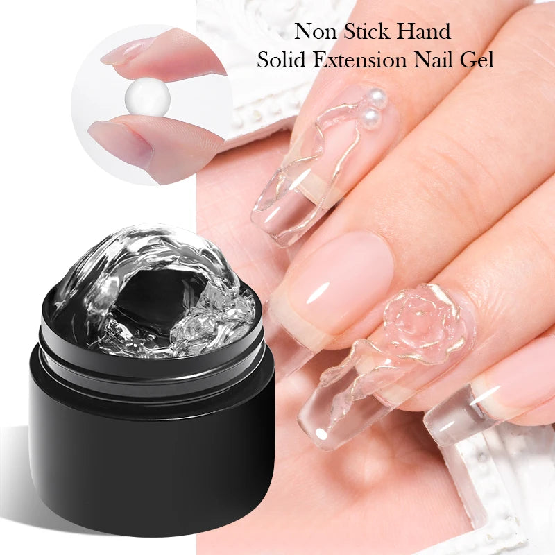 MEET ACROSS 7ml Clear Non Stick Hand Solid Extension Nail Gel Polish Carving Flower Nail Art Building UV Gel Acrylic Varnish