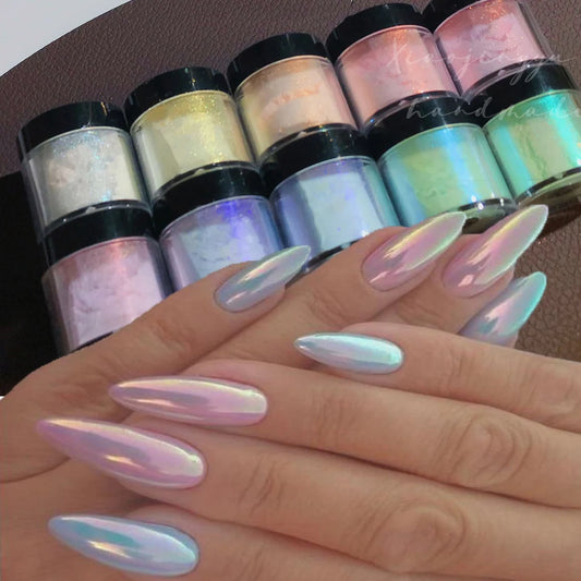 1 box Shimmer Aurora Nail Glitter Powder Neon Ultra Fine Rubbing Dust Nail Chrome Mirror Pigment Holographic Nail Polish Decor