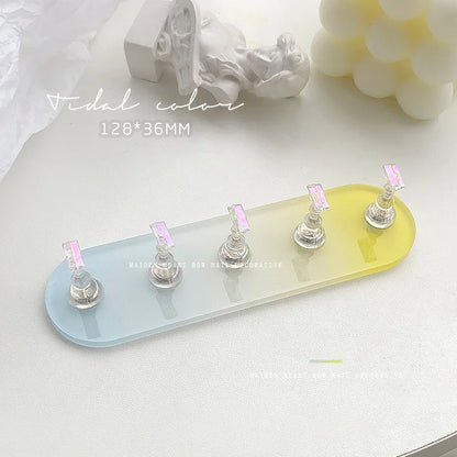 1 Base + 5 Nail Holders Gradient Aurora Nail Holders For Displaying Acrylic Nail Holders For Displaying Press-on Nails