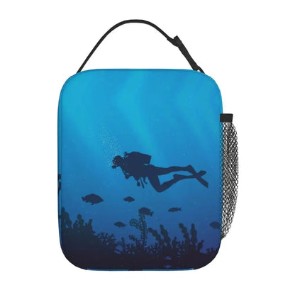 Scuba Diver Flag Resuable Lunch Box for Women Multifunction Dive Diving Thermal Cooler Food Insulated Lunch Bag Office Work