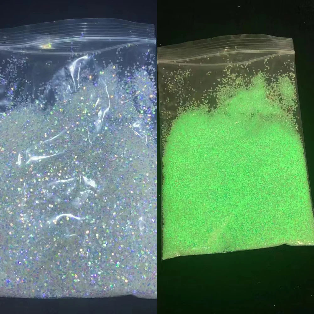 10g Blue Green Light Luminous Nail Powder Glow In The Dark Pigment Dust Phosphor Glitter For Decoration Jewelry Making Supplies