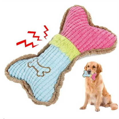 1pc Dog Squeaky Toys, Bones Plush Dogs Chew Toy for Small Medium Breed Puppy Aggressive Chewer Pets Puppy Playing Cleaning Teeth