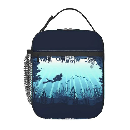 Scuba Diver Flag Resuable Lunch Box for Women Multifunction Dive Diving Thermal Cooler Food Insulated Lunch Bag Office Work