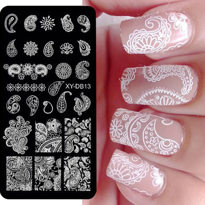 Lace Flower Nail Art Stamping Plate Wedding Bohemian Style Polish Printing Template Plate Floral Nail Art Stencils Manicure Tool