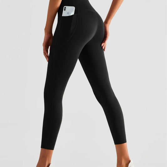 Women's Hip Lifting Yoga Pants High Waist Side Pockets Sports Tights Fitness Leggings