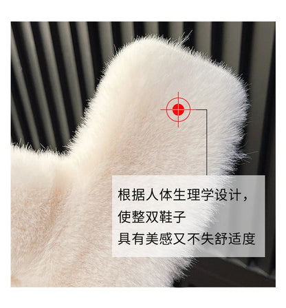 Woman Furry Ladies Fur Luxury Fluffy Plush Slipper House Soft Fuzzy Platform Indoor Casual Winter Home Warm High Heels Female