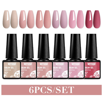 6Pcs Nude Pink Gel Nail Polish Set Winter Colors Glitter Semi Permanent Varnish Soak Off UV LED Gel Manicure Nail Art Gel Kits