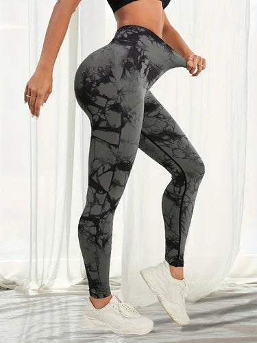 3pcs Women's Tie Dye Seamless Yoga Pants, High Waist Brushed Sweatpants Stretch Slim Fit Sports Tights Activewear.