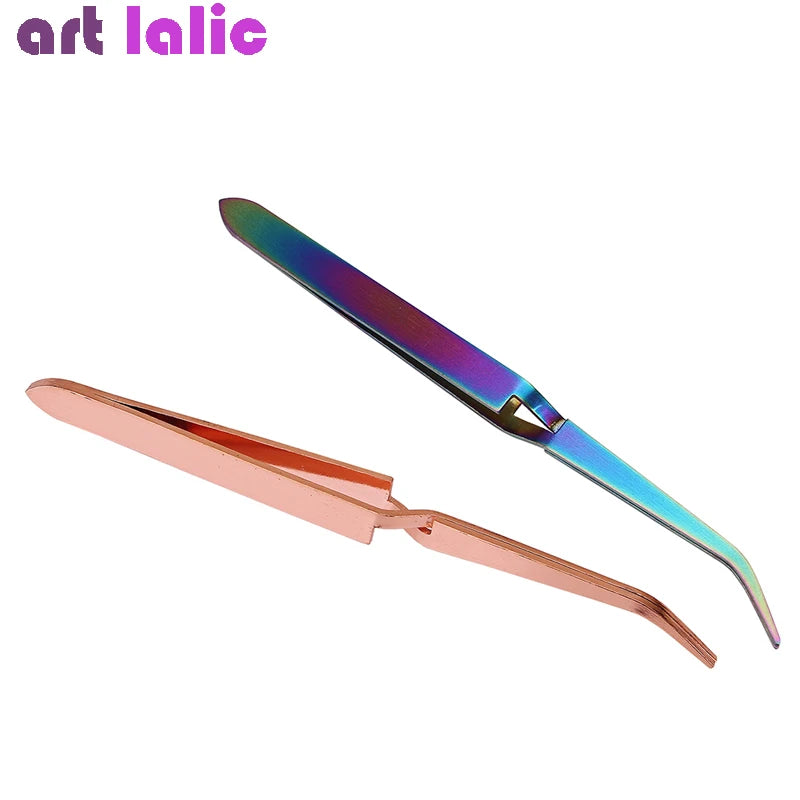 Rose Gold Nail Art Tool, Acrylic Gel Picking Tool, Anti-static Tweezers, Sculpting and Shaping, DIY Clip Manicure Tool