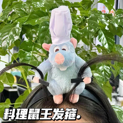 Disney Ratatouille Hairband New Cartoon Plush Doll Headband French Wide-Brimmed Hairpin Photo Headdress Creativity Girl Toy Gift