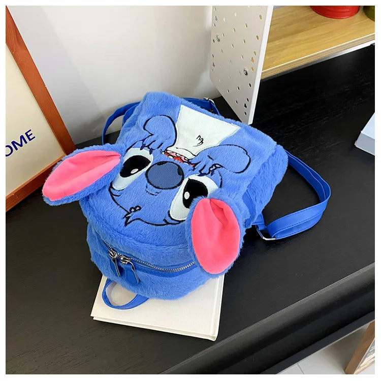 Disney New Stitch Plush Backpack Cartoon Fashion 3D Mini Women's Backpack Large Capacity Cute Children's Schoolbag High Quality