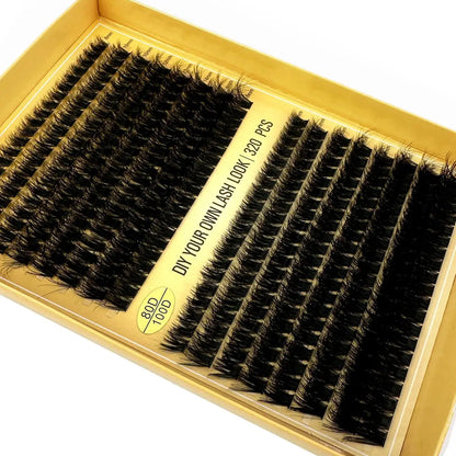 16Rows 320Bundles 5D Fluffy Lashes Cluster 60/80/100D Thick Eyelash Russia Curl Wispy Individual Lashes 8-16mm Eyelash Extension