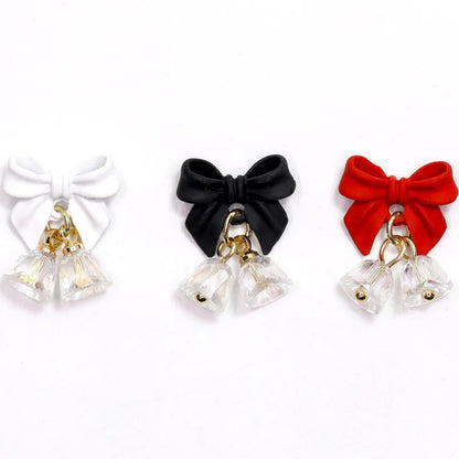 5PCS Luxury Nail Charms Bow Crystal Christmas Bell Pendant Metal Nail Art Decoration Jewelry Accessories Manicure Decor Supplies