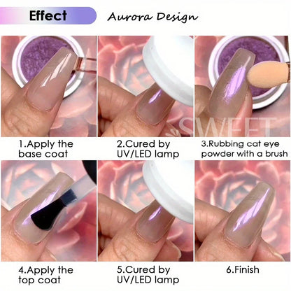 6 Colors Cat Eye Chrome Magnetic Nail Powder Pearl Fairy Pigment Reflective Effect Rubbing Dust DIY Charm Manicure Decor Flash