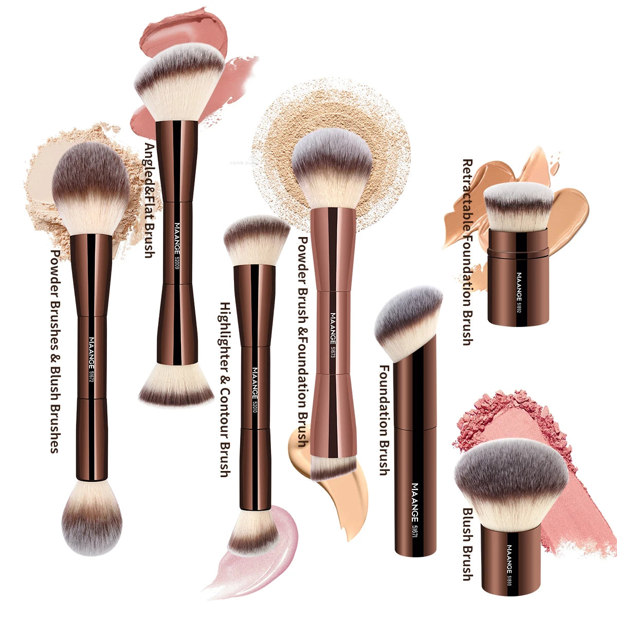 MAANGE Makeup Brushes Double Head Foundation Powder Concealer Blusher Bronzer Makeup Brush Soft Fiber Hair Cosmetic Beauty Tools