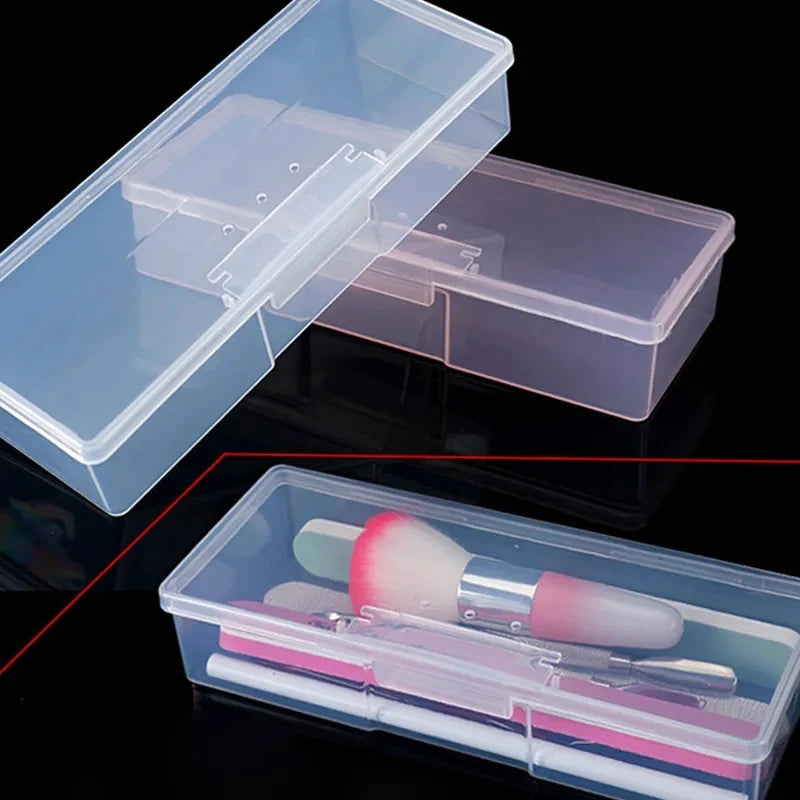 Nail Art Storage Box Nail Accessories Organizer Plastic Container Nail Rhinestone Brush Pen Buffer Grinding Files Storage Box