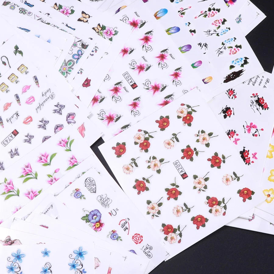 50 Sheets Nail Stickers Mixed Designs Water Transfer Nail Art Watermark Decals DIY Decoration For Beauty  Tools