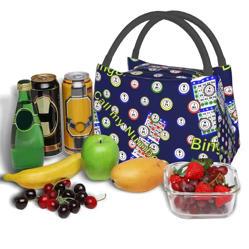 I Love Bingo Game Insulated Lunch Bags for School Office Waterproof Cooler Thermal Lunch Box Women lunchbag