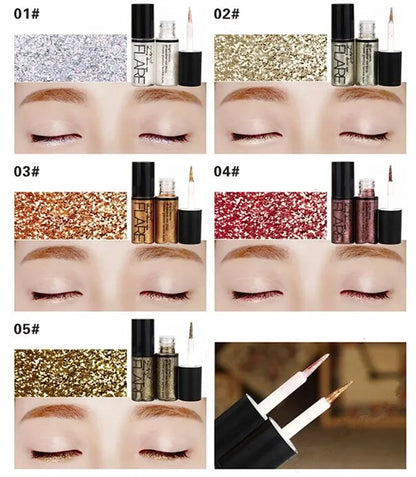 Professional New Shiny Eye Liners Cosmetics for Women Pigment Silver Rose Gold Color Liquid Glitter Eyeliner Makeup Beauty