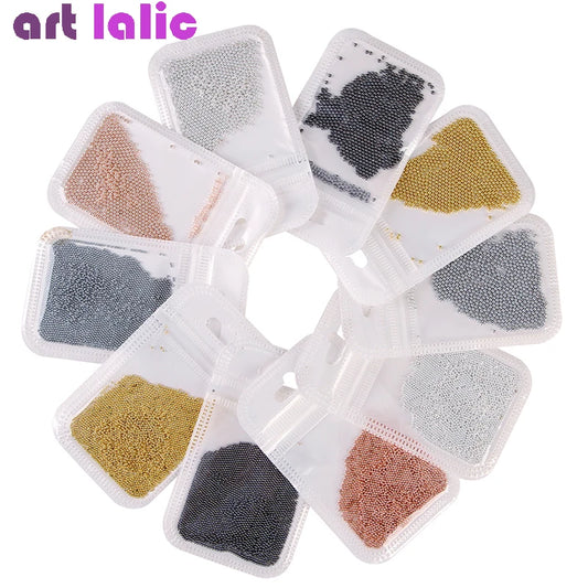 1 Pack 0.6-2.0mm Nail Art Caviar Bead 10g Rhinestone for  Micro Steel Ball 3D  Decorations UV Gel Acrylic Tips