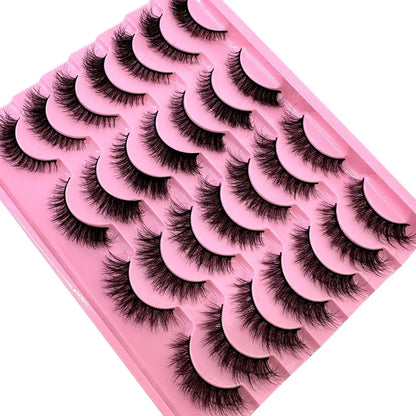 New 14Pairs 3D Faux Mink False Eyelashes Natural Messy EyeLashes Crisscross Wispy Fluffy Lashes Extension Makeup Fake Eyelashes