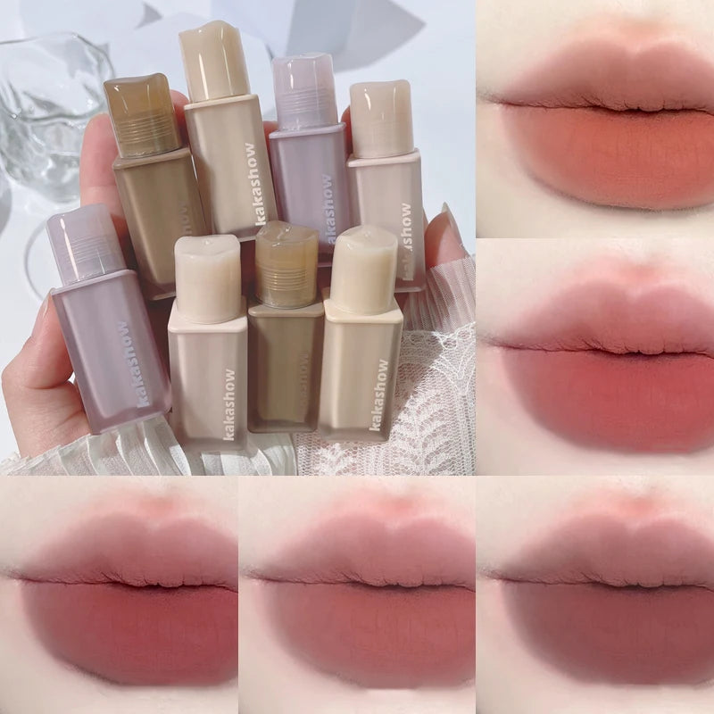 Chestnut Pink Lip Glaze Matte Liquid Lipstick Waterproof Long Lasting Velvet Nude Red Lip Mud Smooth Cheek Rouge Tint Cosmetics