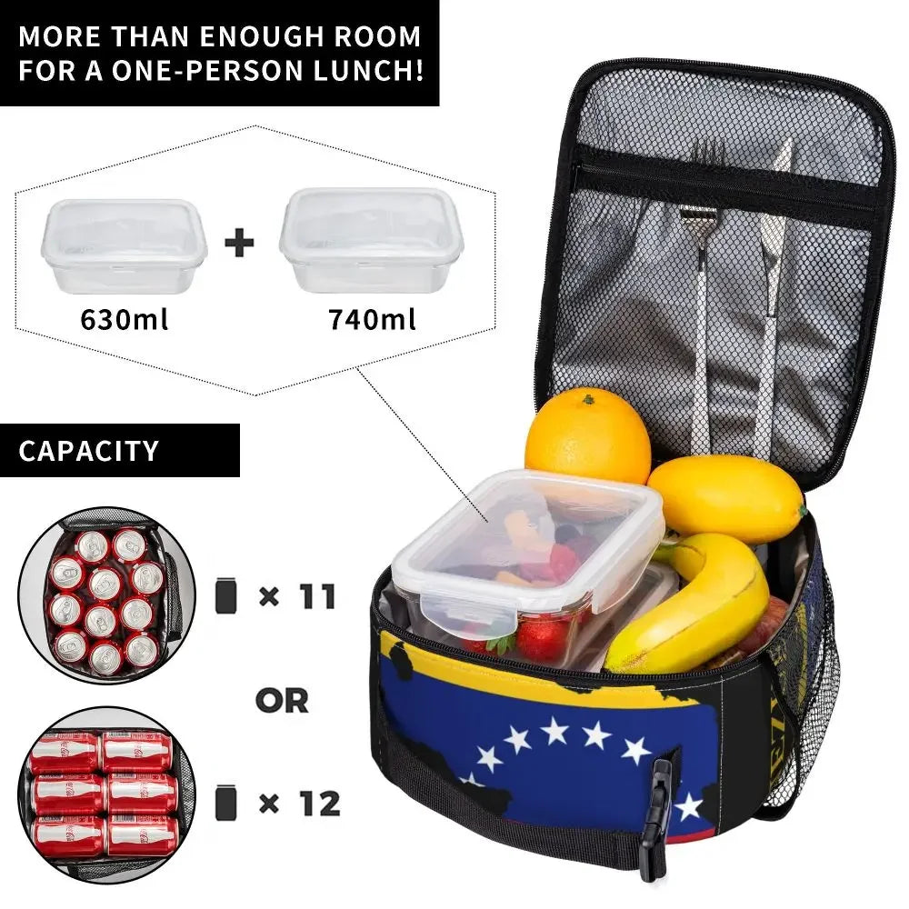 Venezuela Map Flag Country Thermal Insulated Lunch Bag Women Republic Of Venezuela Resuable Lunch Container for Outdoor Food Box