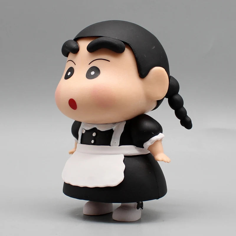 Crayon Shin-Chan 10cm Anime Figurine Shin-Chan Cos Maid Cape Superman Mini Action Figurine PVC Model Desk Decoration Toys Gifts