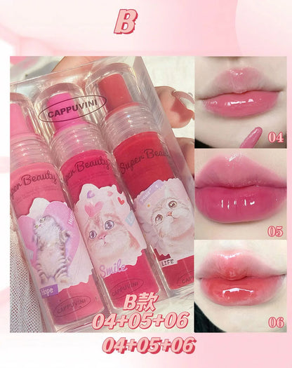 Liquid Lipstick Cute Cat Jelly Lip Glaze Moisturizing Lasting Sexy Red Mirror Lip Gloss Lip Tint Beauty Makeup Lip Care Oil