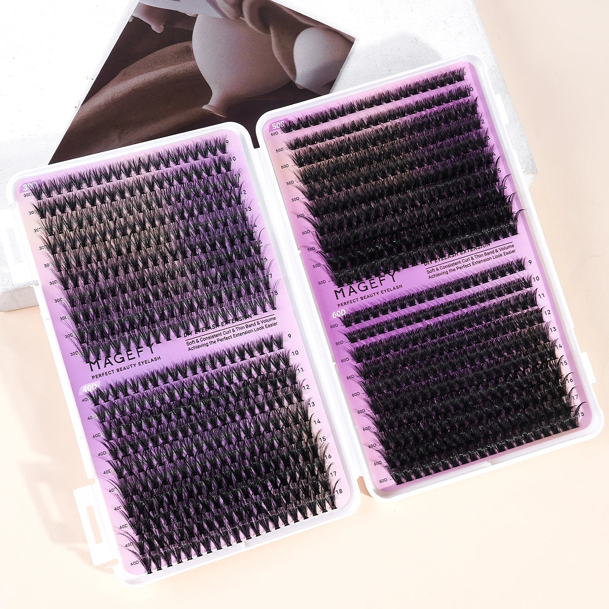 MAGEFY DIY Lashes Extensions Kit 800pcs Lash Clusters 80D/100D Wispy Individual Lashes Mix 9-18mm Cluster Eyelash Extension