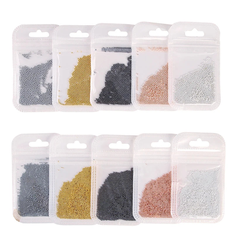 1 Pack 0.6-2.0mm Nail Art Caviar Bead 10g Rhinestone for  Micro Steel Ball 3D  Decorations UV Gel Acrylic Tips