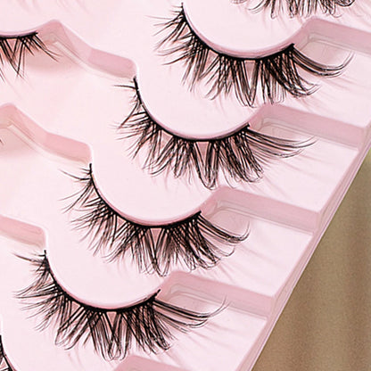 7 pairs Cat eye Eyelashes 3D Natural False Lashes Fluffy Soft Cross Manga Lashes Wispy Natural Eyelash Extension Makeup